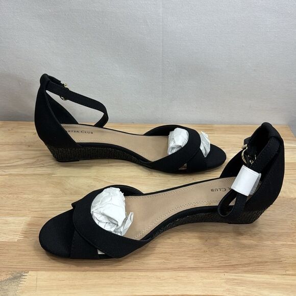 Charter Club Gippi Black Wedge Sandals size 10 M - Picture 5 of 9